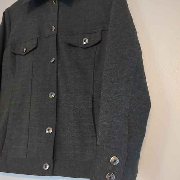 Simon Chang Blazer Jacket women's Size 6 Gray Button Accents Pockets Corpcore - Picture 3 of 11